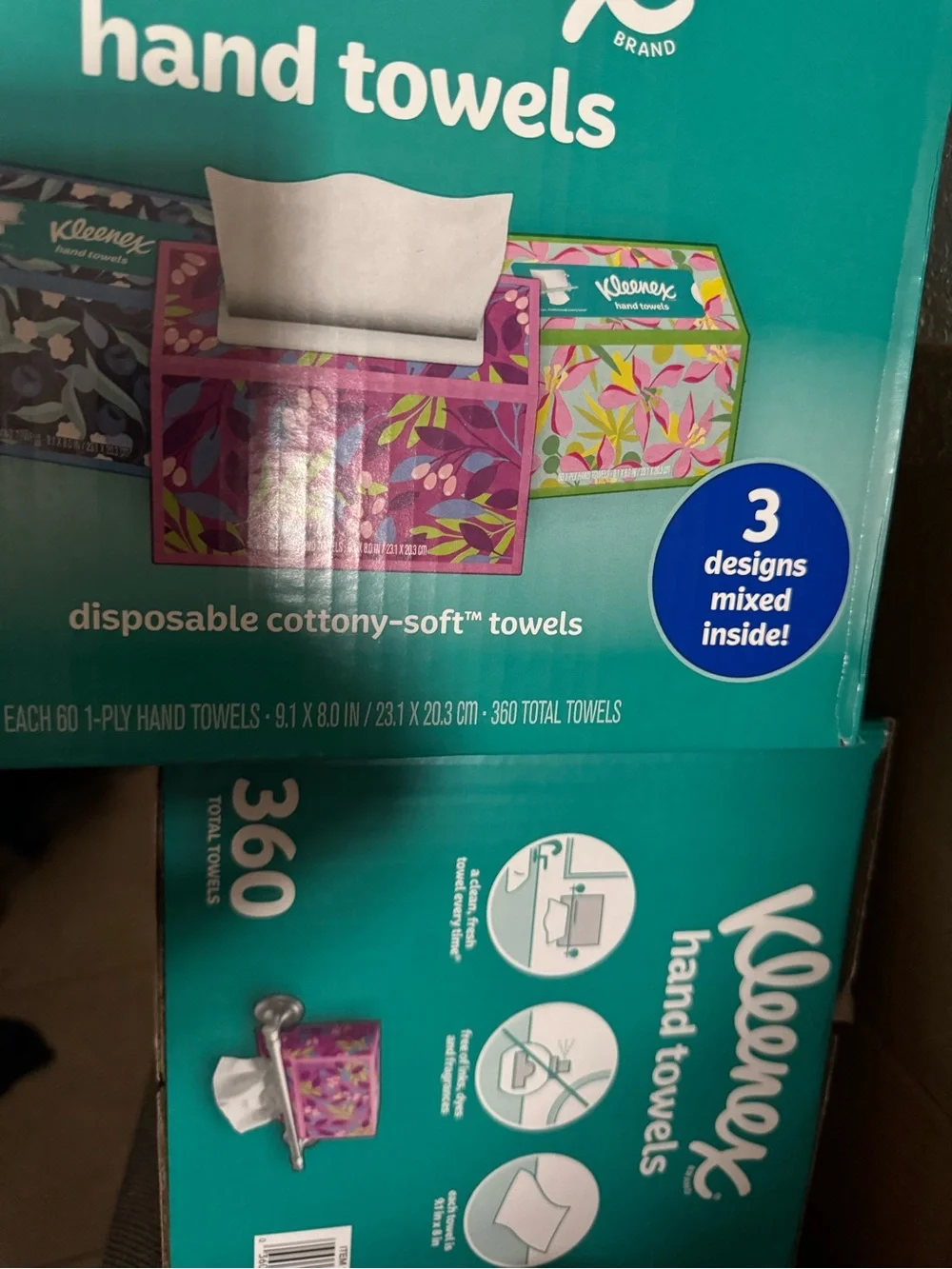 Kleenex Disposable Paper Hand Towels 6 Boxes, 60 Tissues per Box 360 Total